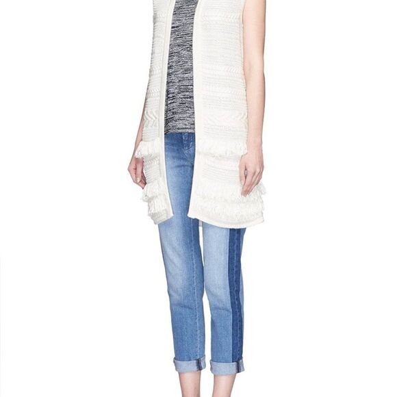 NWOT Vince Fringed Cable Knit Vest Cardigan - Picture 2 of 5